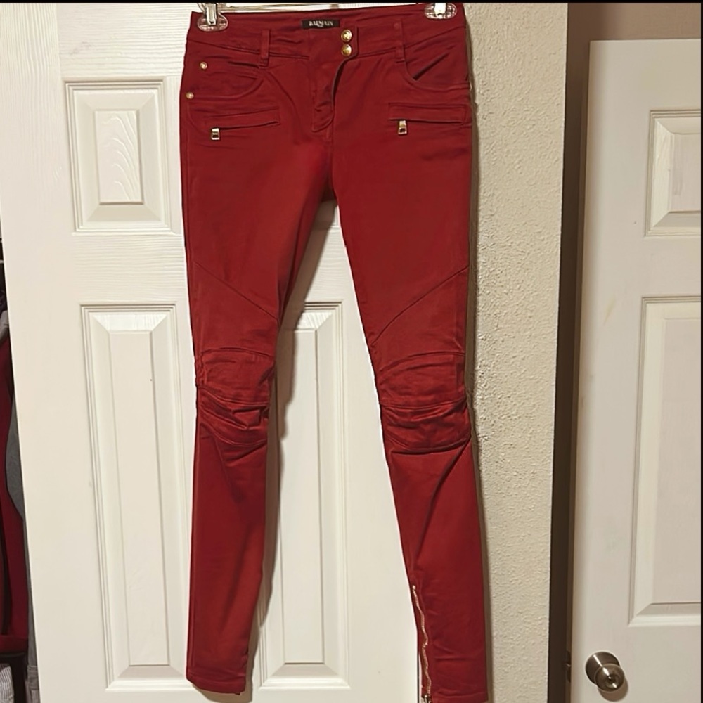 Women's BALMAIN PARIS EU 34 (US 28 Waist) Demim Moto Biker Jeans